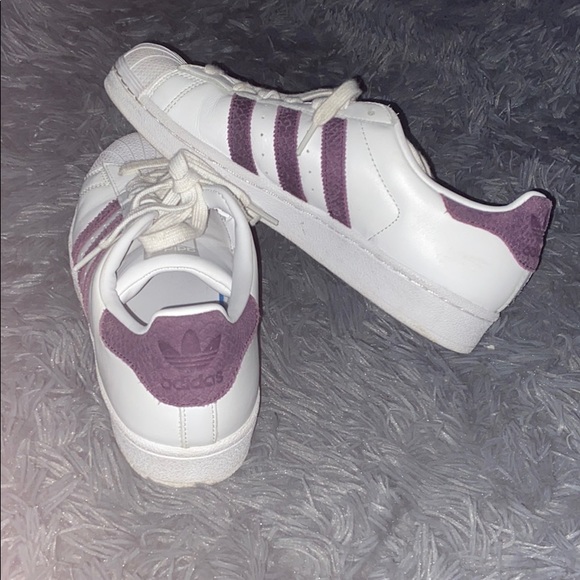 adidas Shoes - Addidas Superstars - Textured Purple Stripes